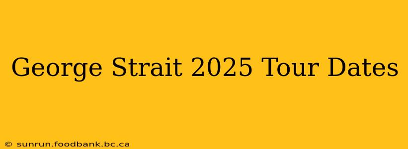 George Strait 2025 Tour Dates