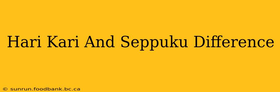 Hari Kari And Seppuku Difference