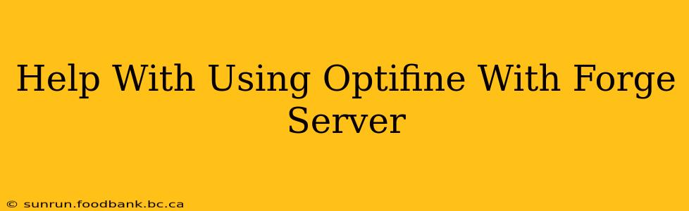 Help With Using Optifine With Forge Server