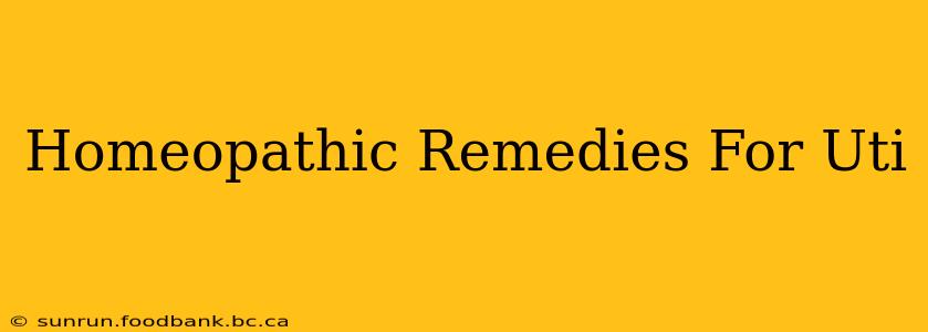 Homeopathic Remedies For Uti