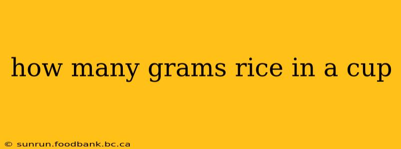 how many grams rice in a cup