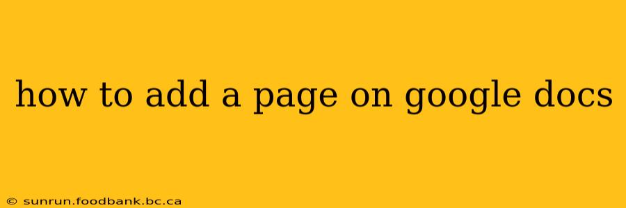 how to add a page on google docs