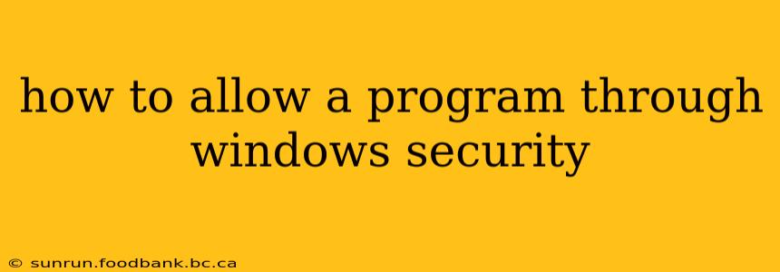 how to allow a program through windows security