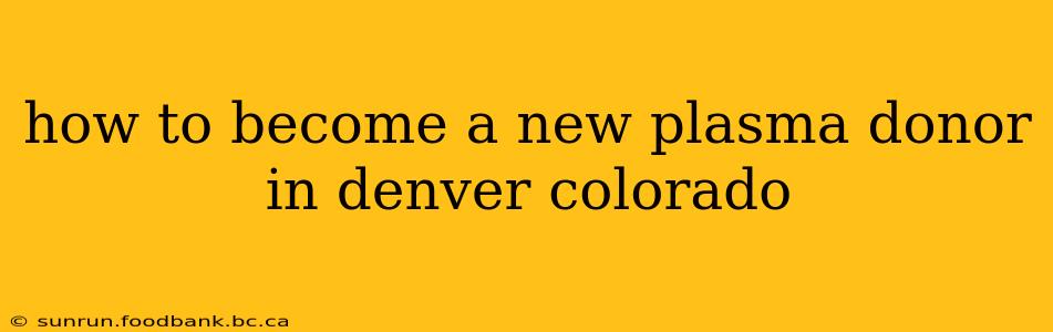 how to become a new plasma donor in denver colorado