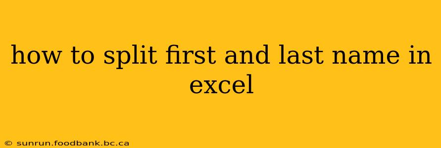 how to split first and last name in excel