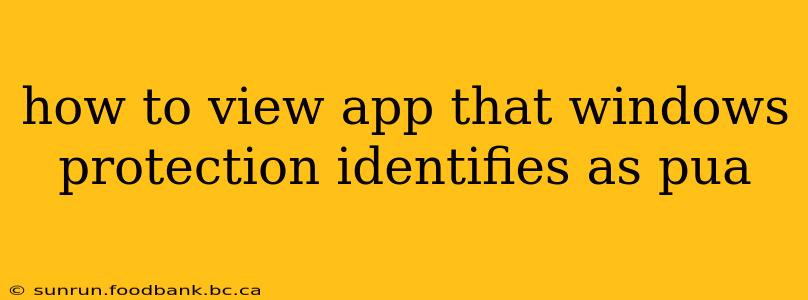 how to view app that windows protection identifies as pua