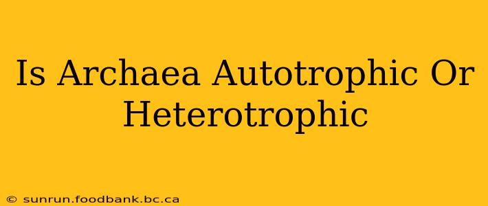 Is Archaea Autotrophic Or Heterotrophic