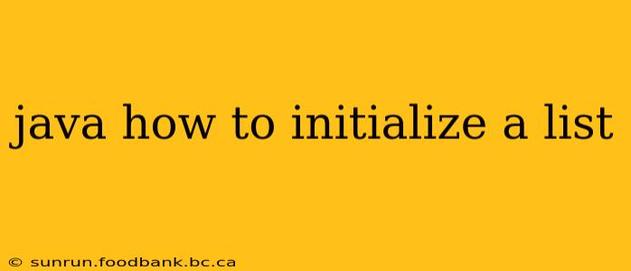 java how to initialize a list