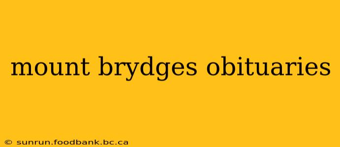 mount brydges obituaries