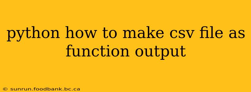 python how to make csv file as function output