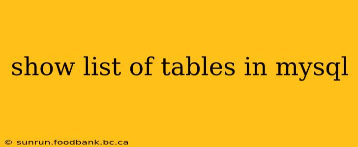 show list of tables in mysql