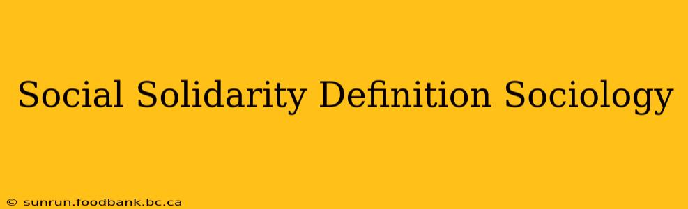 Social Solidarity Definition Sociology