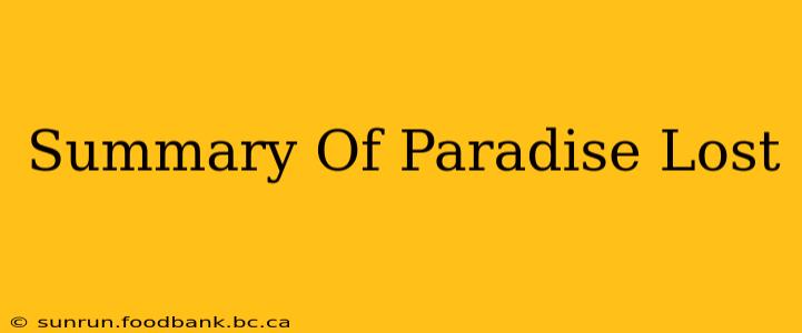 Summary Of Paradise Lost