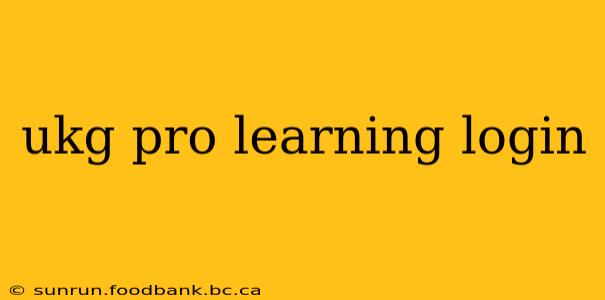 ukg pro learning login