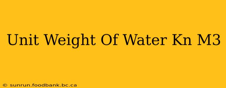 Unit Weight Of Water Kn M3