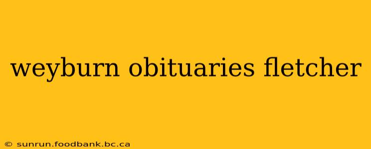 weyburn obituaries fletcher
